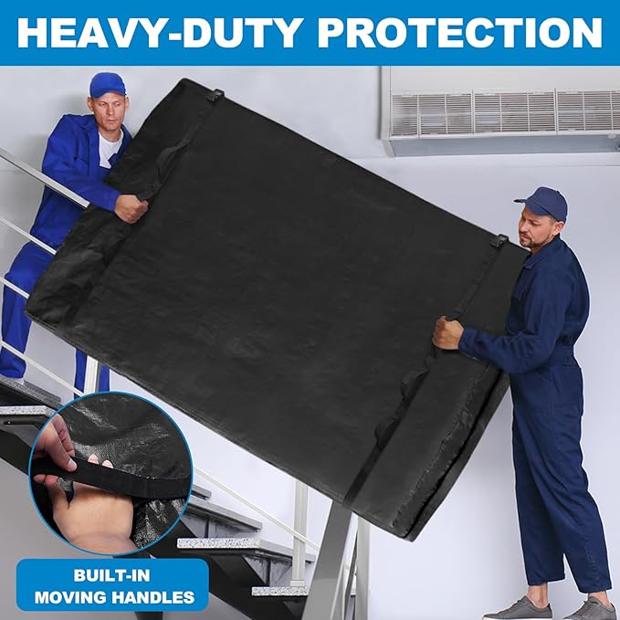 TICONN Mattress Bags for Moving, Heavy Duty Twin Mattress Cover Storage Bag with Full-Around Handle and Adjustable Buckles (Black, Twin)