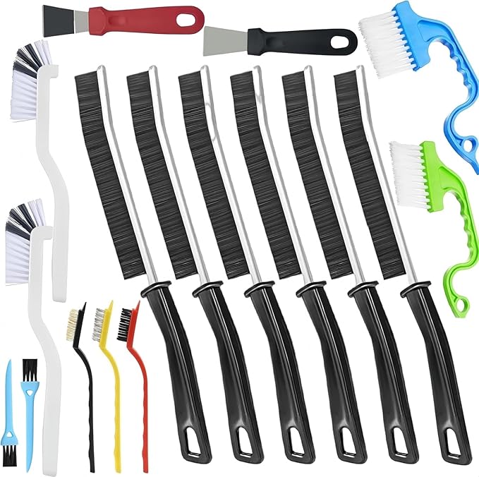 Window Groove Cleaning Brush, Window or Sliding Door Track Cleaner for Sliding Door, Sill, Tile Lines, Shutter, Car Vents, Keyboard (16 Pcs Cleaning Tool)