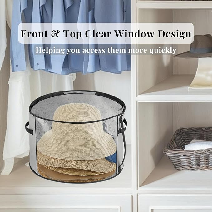 Oversized Clear Hat Box Storage for 7 Caps, Portable Cowboy Hat Box with Zipper for Women Men Travel, Hats Case Hats Organizers