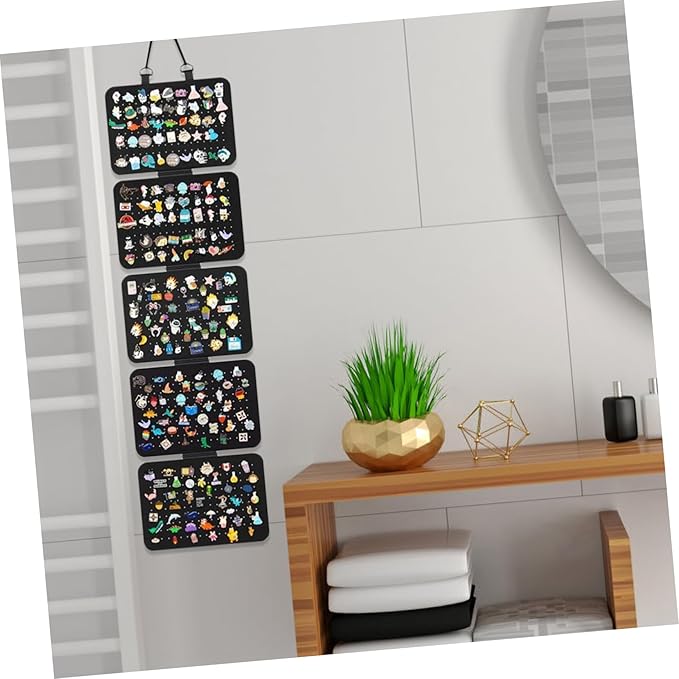 ARTIBETTER Hanging Earring Organizer Pages Wall-mounted Felt Jewelry Storage for Earrings and Badges Space-saving Design Sleek Aesthetic for Home Decor