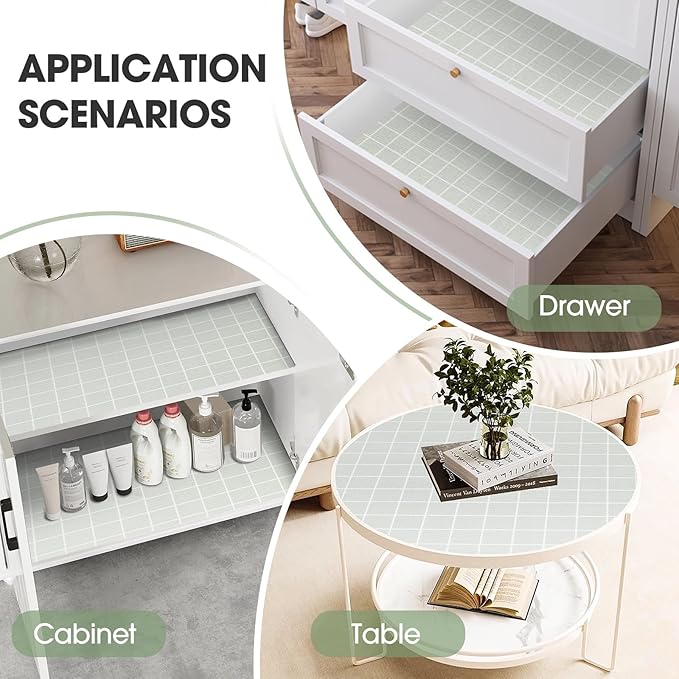 Beautysaid Shelf and Drawer Liner for Kitchen Cabinet, Non Adhesive Non Slip Shelf Paper Waterproof Washable Thickened for Dresser Pantry Shelve Bathroom Protector Liner(Light Green,18 in x 20 FT)