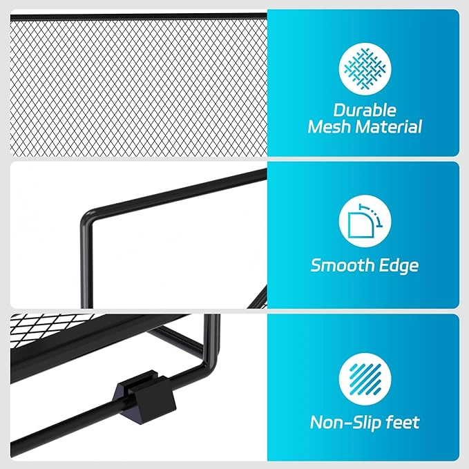 5-Tier Paper Organizer + File Holder + 4 Pen Holders, Desk Organizer Paper Letter Tray for Home, Office and School Supplies, Black