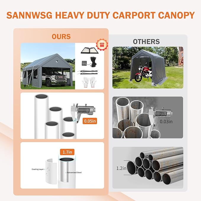 Carport 12X20 Heavy Duty,Carport Canopy with Side Door,Portable Car Ports Garage,Outdoor Car Shelter All Weather