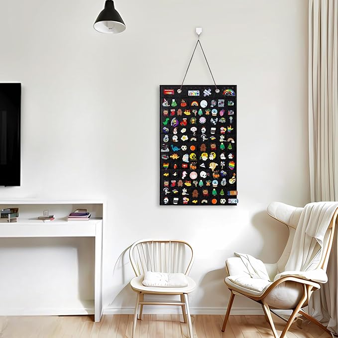 Collector Pin Board,Pin Collections Storage Holder,Enamel Pin Hanging Display Board,Pin Board For Pins Collection,Pin Holder Display For Wall,Enamel Pin Organizer Display Case(96 Slots,Black+Black)