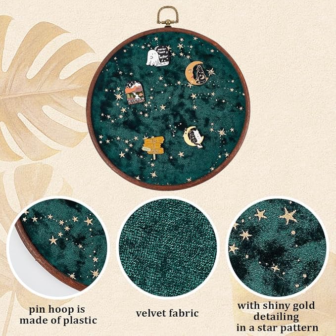 Wall Hanging Brooch Round Pin Board Enamel Pin Display Holder Jewelry Badge Display Collection Board Brooch Round Pin Display Stand for Stud Earring Collectibles Display Wall Decor Green