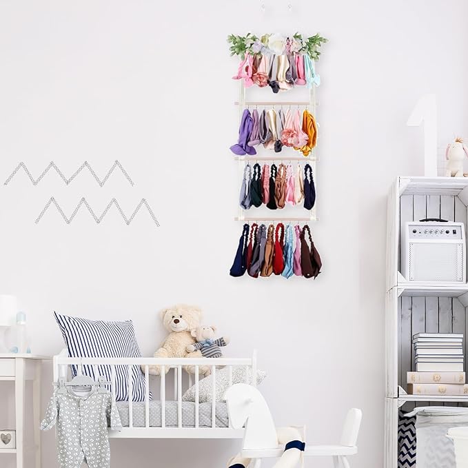 Hanging Hair Accessories Organizer, Hair Clips Storage Holder, Hair Bow Holder Organizer, Headband Holder, Hair Accessories Storage Display Wall Hanging Decor for Women Girls Room Closet(Pink-green)