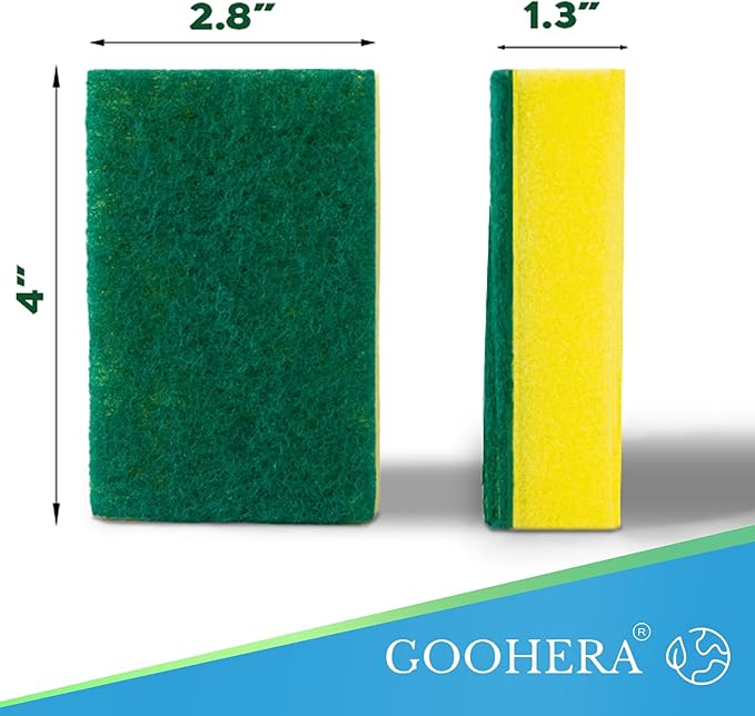 Heavy Duty Scrub Sponge for Cookware, Dual-Sided Cleaning Pot Scrubber, Odorless, Long-Lasting, Kitchen and Dishwashing Essential, Large & Thick 4 x 2.8 x 1.5 Inches, 6 Pack