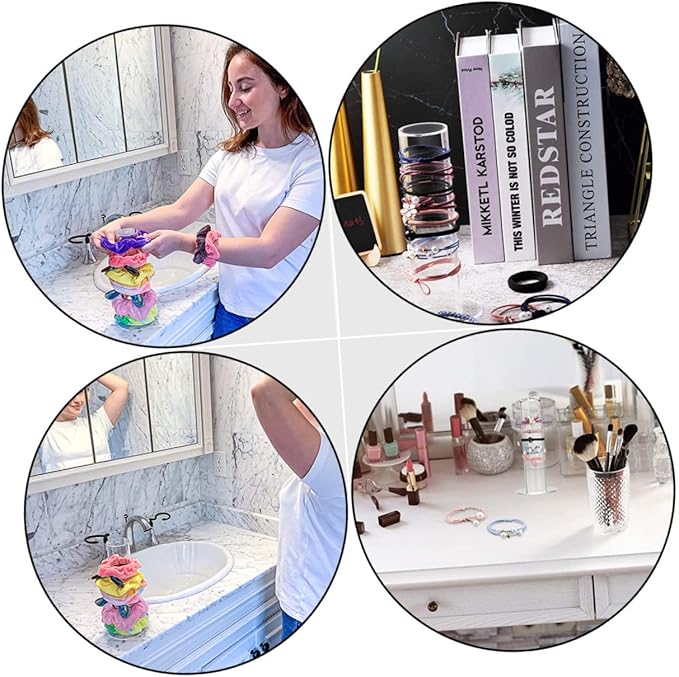 2Pcs Hair Tie Storage Racks Durable Acrylic Hair Ring Organizers for Accessories Display for Bedroom Vanity Bathroom Counter Keeps Hairbands Tangle