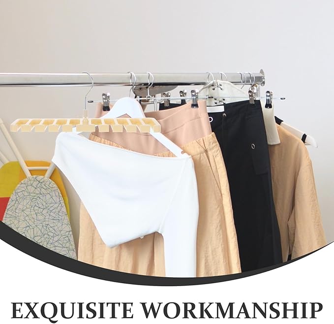 SUPVOX 2pcs Belt and Tie Organizer Rack with Multiple Hanging Hooks, Beige Closet Accessory Organizer for Scarves, Hats, and Purses, Wardrobe Storage Solution for Home Clothing