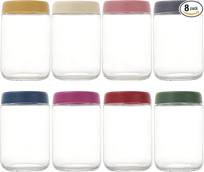 18 OZ 8Pack, Overnight Oats Jars with Lids, Glass Meal Prep Containers, Airtight Mason Jars for Breakfast, Yogurt Parfait, Salad & Smoothies, Leakproof and Reusable Food Storage Jars(8Pack)