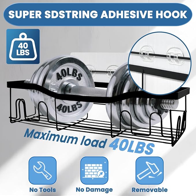 4 Pack Shower Caddy Adhesive Replacement, Shower Shelf Strong Adhesive Hooks, No Drilling, Transparent WaterProof Strips for Bathroom Shelves & Kitchen Racks