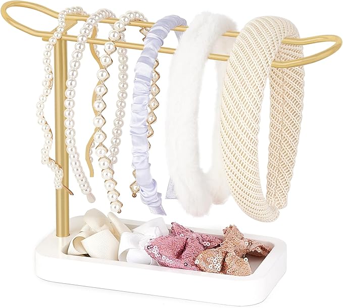 Mkono Sunglasses Organizer Glasses Holder Stand Sunglass Storage Eyeglasses Rack and Headband Holder Metal Headband Organizer Gold Headband Stand Hair Accessories Organizer Scrunchie Holder