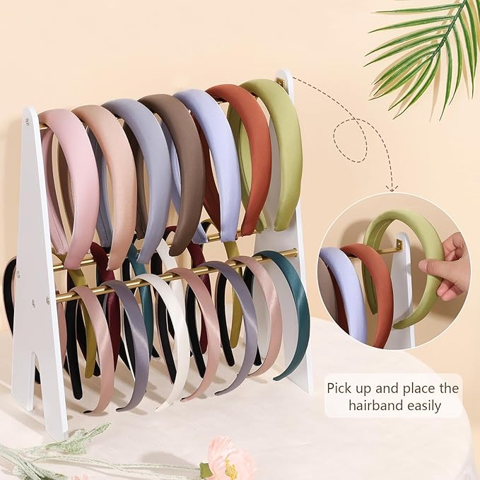 Headband Holder Organizer, Metal Headband Organizer, 2-Tier Hairband Display Stand, Hairhoop Storage Rack for Girls and Women, Gold