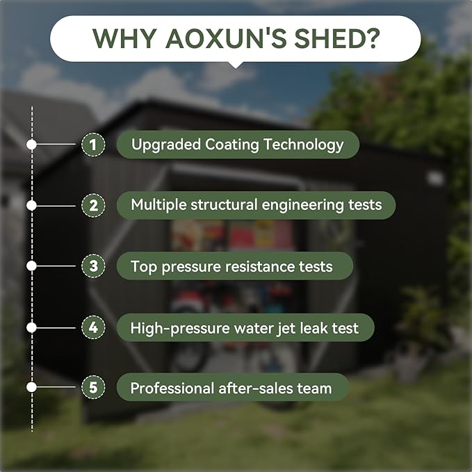 Aoxun 9.4' x 7.3' Shed 360 CU.FT Outdoor Waterproof Storage Shed with Triple Lockable Door Garden Metal Tool Shed for Outside