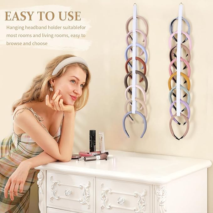 5 PCS Headband Holder Organizer for Girl,Hanging Hairband Storage for Women,White Hair Hoop Display Hair Accessories Organizer Bedroom College Dorm Decor