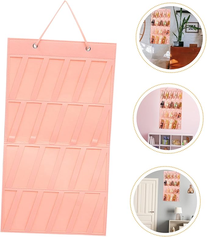 Hanging Jewelry Organizer for Accessories Portable Wall Storage Pouch for Necklaces Headbands and Hair Clips and Stylish Felt Design for and Organizing