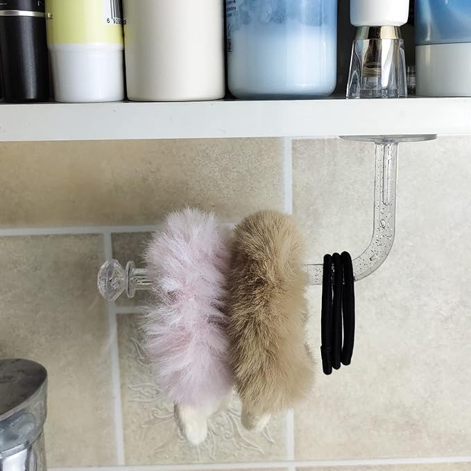 Scrunchie Organizer for Hair Accessories - Glitter Headband Holder Wall-Mounted Storage with Adhesive, Hair Ties & Hairbands Display Rack for Girls Bathroom Bedroom (6)