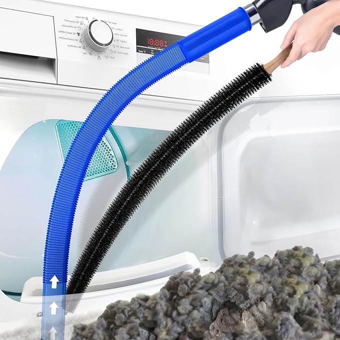 2 Pieces Dryer Vent Cleaner Kit Compatible with Most Vacuum Cleaner, Dryer Lint Brush and Vacuum Hose Attachment, Quickly Lint Remover, Deep Blue
