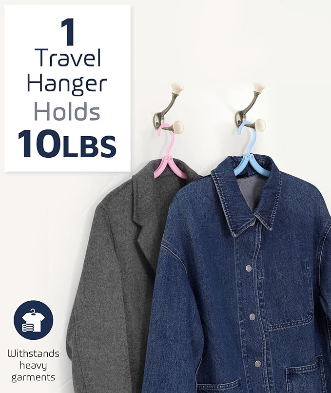 20 Pcs Travel Hangers, Cruise Ship Essentials Foldable Hangers Plastic Travel Essentials, Portable Cruises Must Haves 2026 for Suitcase, RV Camping Airplane Europe Vacation Essential