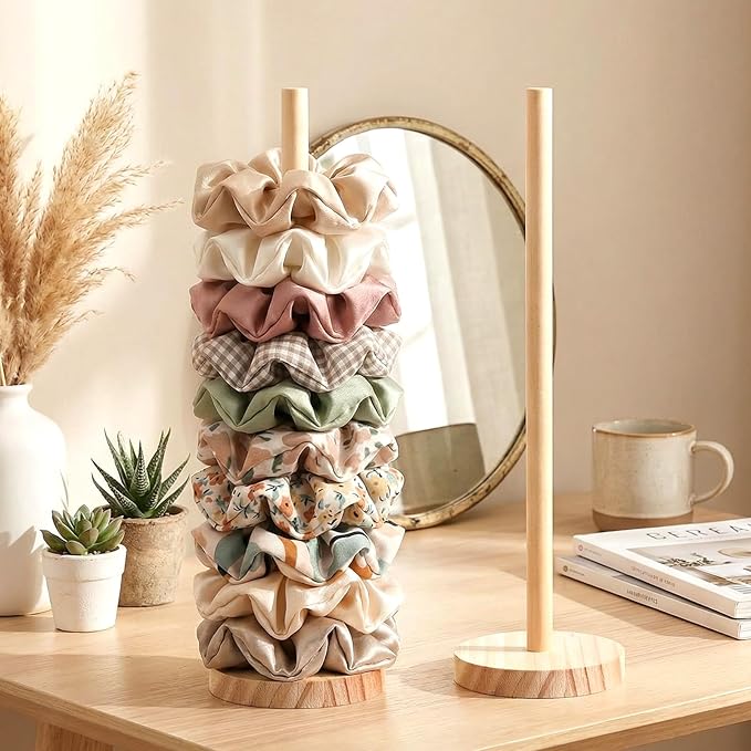2 Pcs Scrunchie Holder Stand Hair Tie Organizer 15-20 Scrunchies Hair Accessories Organizer Storage Display Modern Vertical Hairs Tie Display for Women Girls Bedroom Decor Bathroom