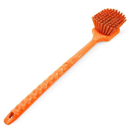 SPARTA 40501EC24 Plastic Large Scrub Brush, Kitchen Brush, Utility Brush With Long Handle For Cleaning, 20 Inches, Orange, (Pack of 6)