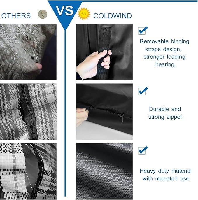 Coldwind Mattress Bags for Moving and Storage,Waterproof Mattress Cover for Moving with Heavy Duty Handles, Strong Zipper, Reusable Mattress Storage Bag, Moving Supplies & Moving Bags,Full Size,Black