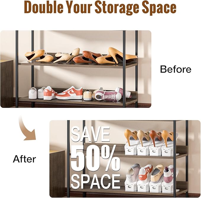 Neprock Shoes Slots Organizer for Closet, Shoe Rack Organizador De Zapatos for Closet Organization, Shoe Slots Organizer Shoe Storage Shoe Holder Space Saver for Entryway(12 Pack)(White)
