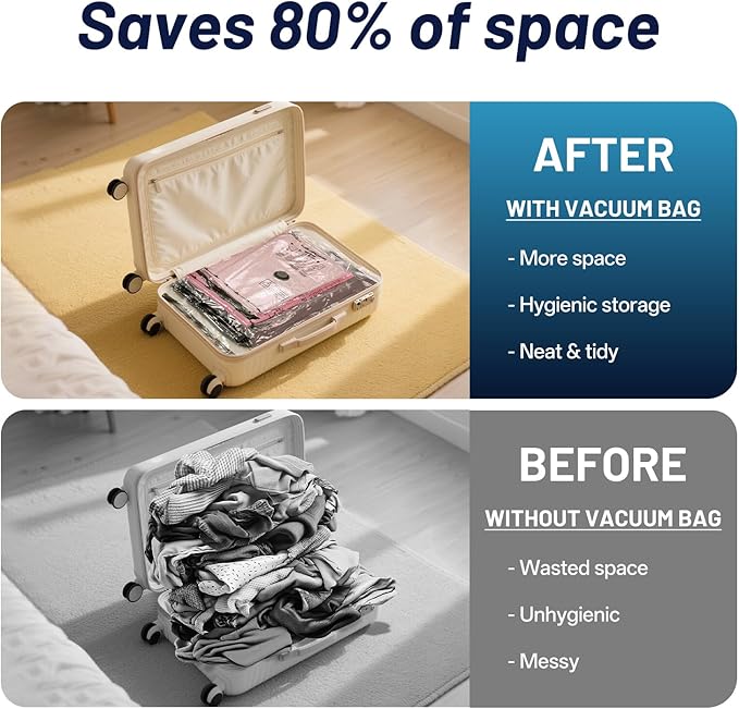 Travel Vacuum Bags for Luggage with Portable Electric Pump,Vacuum Seal Bags for Clothing,Packing Cubes Compression,Cruise Ship and Travel Essentials(Combo 16 Pack)
