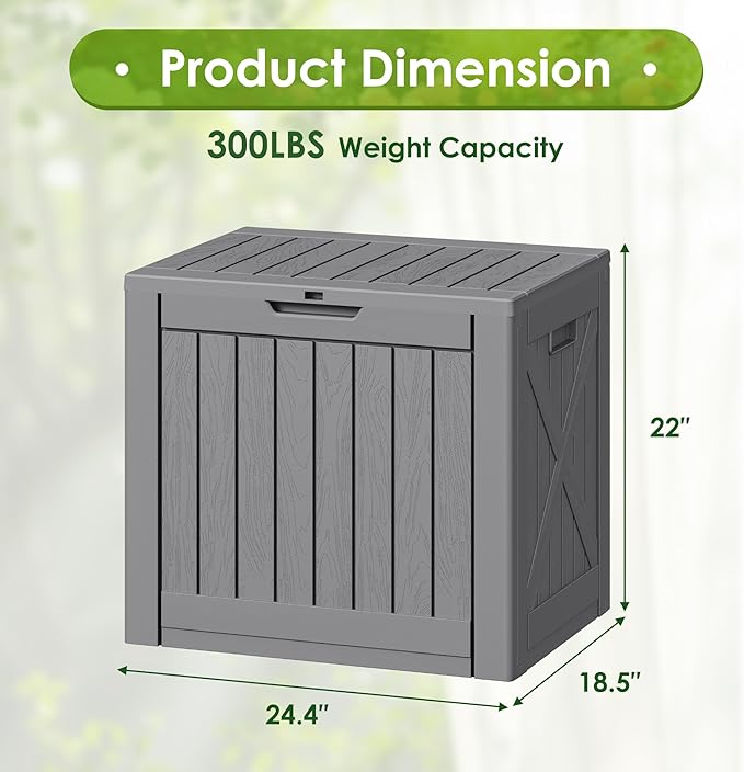 Greesum 40 Gallon Outdoor Deck Box with Lock, Resin Storage Chest for Patio Furniture Cushions, Garden Tools, Pool Toys, Waterproof & UV Resistant, Large Capacity, Gray