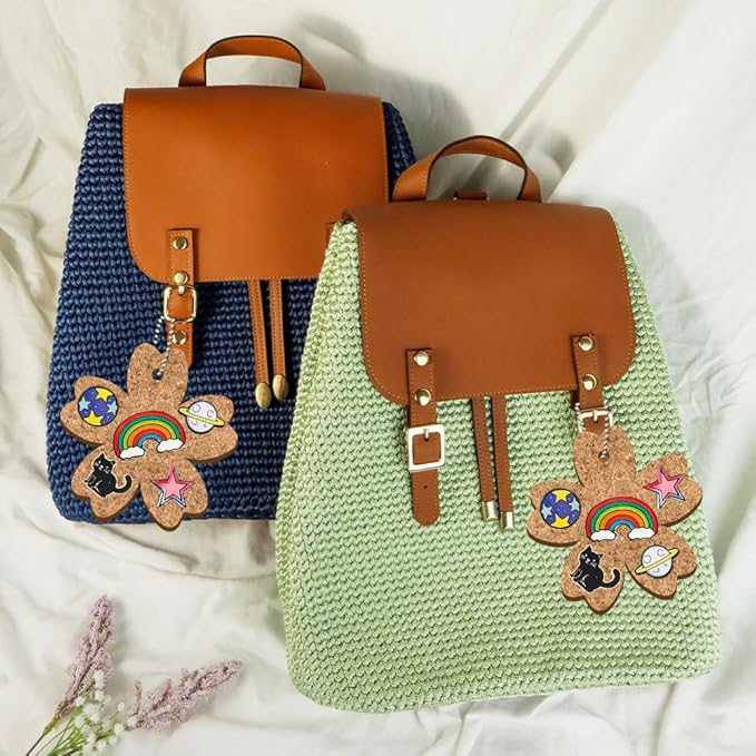 peacoblue 4Pcs Cherry Flower Enamel Pin Holder Display Board Collection with Key Chain for Bag, Backpack 4.7" x 4.7", Pins Display Frame Organizer Storage to Show Unique Styles, Male, Female