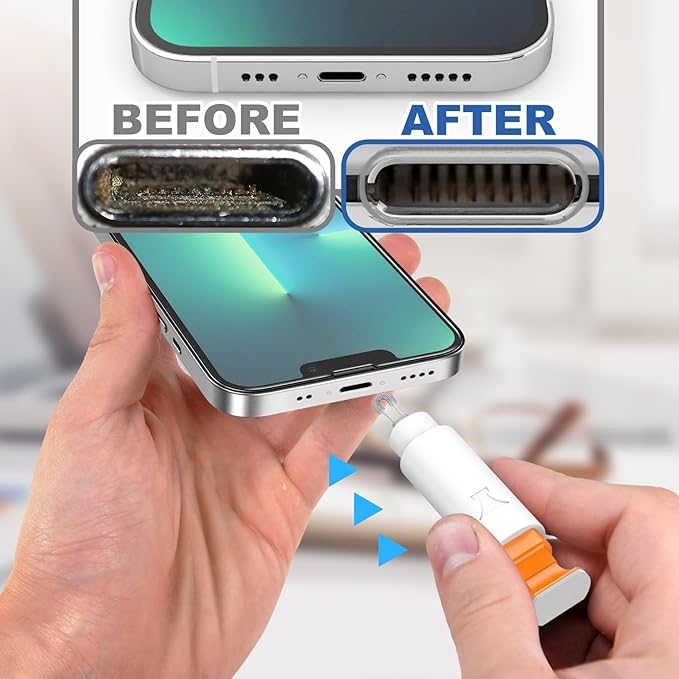 Ordilend for iPhone Cleaning Kit for Charging Port Cleaner, Multi-Tool iPhone Cleaner Repair Lightning Cable, Cell Phone Cleaning Kit for iPad, Connectors, Speaker, Airpod with Storage Case, White