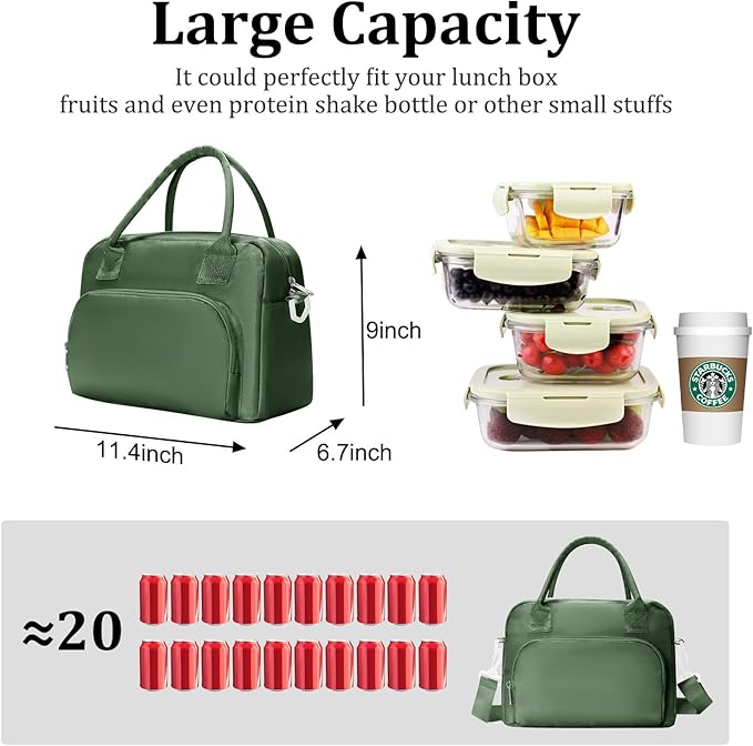 MEXS Insulated Lunch Bag for Women Men Large Reusable Lunch Box Adult Leakproof Portable Cooler Tote Bags for Work Picnic