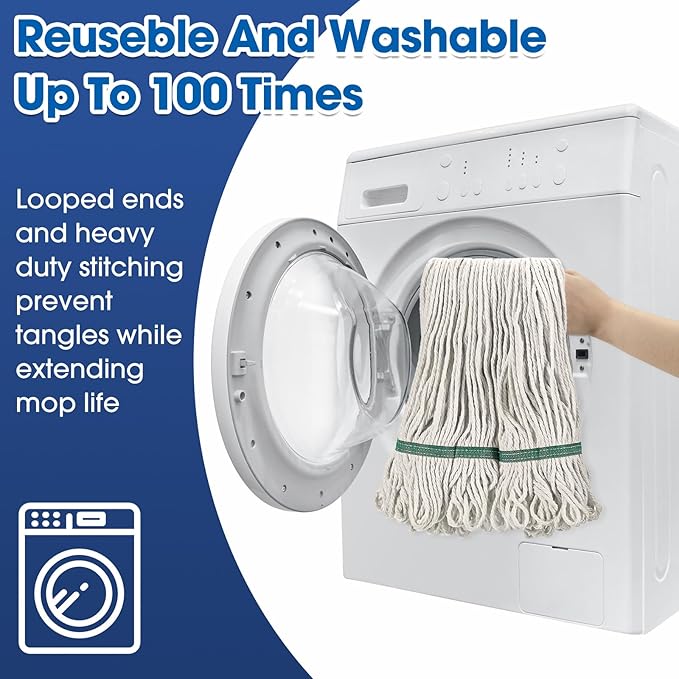 Eccliy 24 Pack Heavy Loop End Cotton String Mop Head Heavy Duty Mop Head Commercial Refills Replacement Bulk for Home Industrial Commercial Floor Cleaning