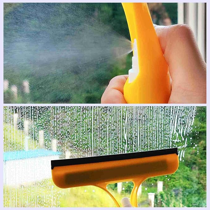 3pcs 3 in 1 Window Cleaning Scraper, 3 in 1 WindowSqueegee Cleaner,Window Squeegee with Spray, for Windows,Car Windshields,Bathrooms,Kitchens,Tiles,etc,All-Purpose Window Cleaner Tool