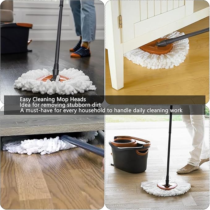 16Pack Spin Mop Replacement Heads,Spinning Mop Replace Head for Floor Cleaning, 100% Microfiber Mop Head Replacement Compatible with Triangle Spin Mop Refill for Easy Wring Mop,White