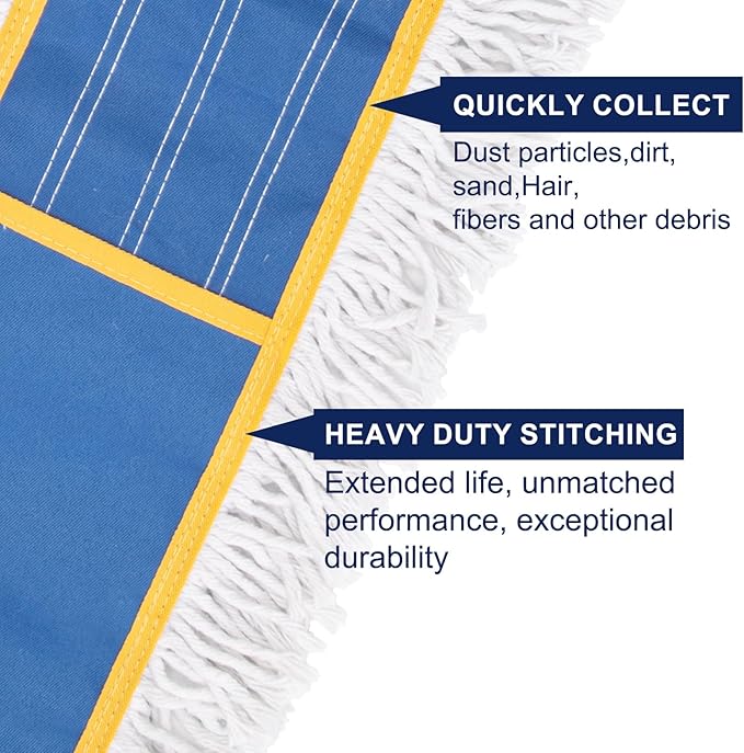 KeFanta 24" Commercial Dust Mop Replacement Heads, Reusable Industrial Dust Mop Pads, Blue Washable Cotton Dust Mop Refill for Floor Cleaning & Janitorial Supplies, Only Fits:B0D7MKSZ8N,B0FHHPTZHQ