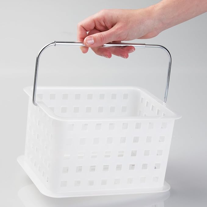 iDesign Portable Shower Caddy Basket with Handle for Dorm or Bathroom, Set of 3, Frost, Made in USA