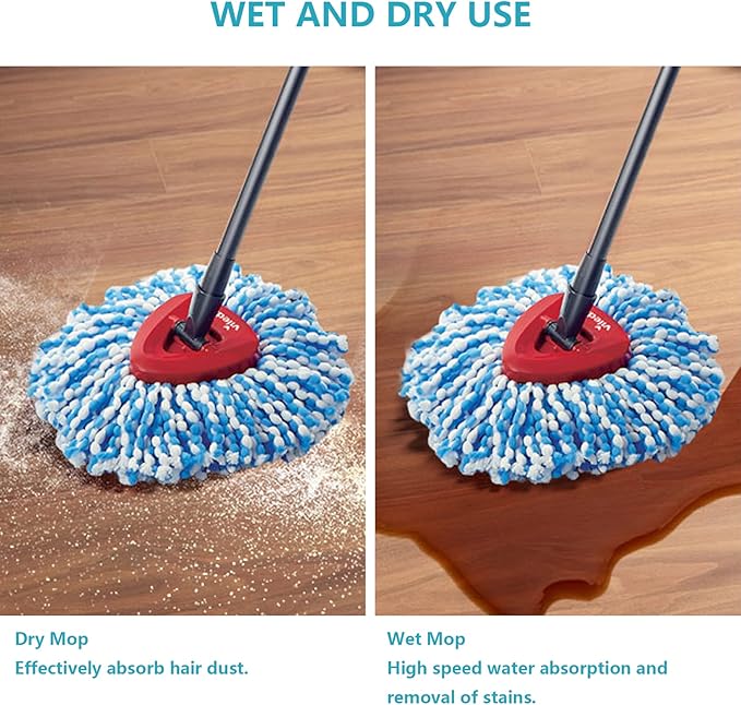Spin Mop Replacement Head Compatible with O-Ceda 2-Tank Dual System RinseClean Microfiber Spin mop Refill for O Ceda Mop Replace Head (4 Pack)
