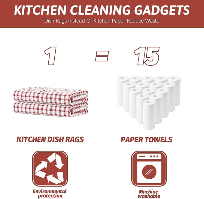 Nialnant 8 Pcs Kitchen Dish Rags,100% Cotton Kitchen Towels Soft Absorbent Quick Drying Dish Cloths for Washing Dishes,Cleaning rags-11 x 11In