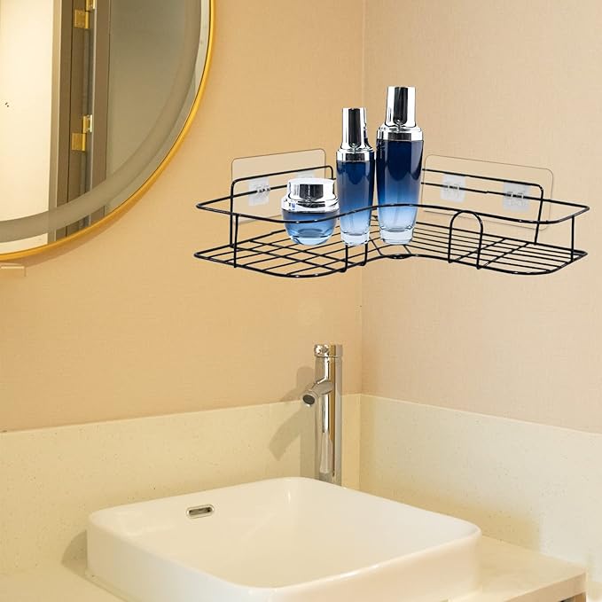8 Pack Shower Caddy Adhesive for Replacement, Strong Transparent Adhesive for Shower Caddy Sticky Pads, No Drilling for Corner Shelf Basket, Bathroom Storage Shelves, Kitchen Racks and Soap Holder