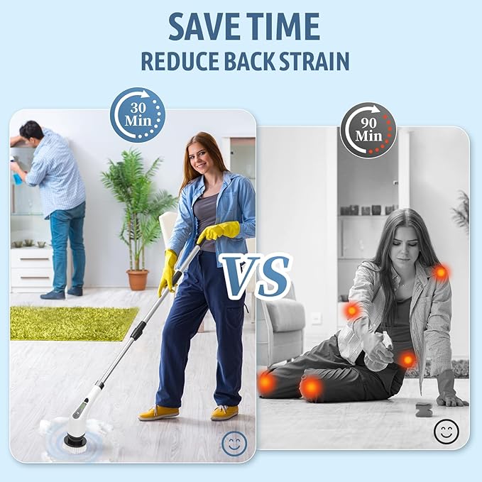 Electric Spin Scrubber, 380 RPM 30KG Non-Stalling 2 Speeds Power Bathroom Shower Cleaner, Brush Supplies Mothers Day Gift for Mom from Daughter Son