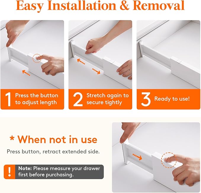 Lifewit 4 Pack 4" High Drawer Dividers 28-43.5cm/11-17" Adjustable Drawer Organizer for Clothes/Utensils, Expandable Drawer Separator in Dresser/Kitchen/Bedroom/Office Organization & Storage White