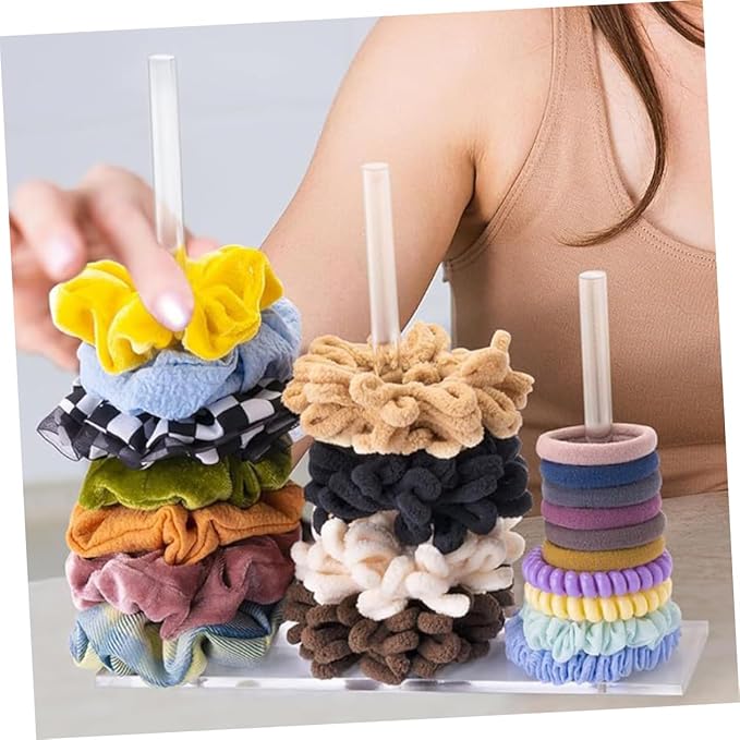 Acrylic Hair Accessories Organizer Display Stand for Hair Ties Bracelets and Headbands Clear Stackable and Versatile Storage for Girls Jewelry and Hairbands