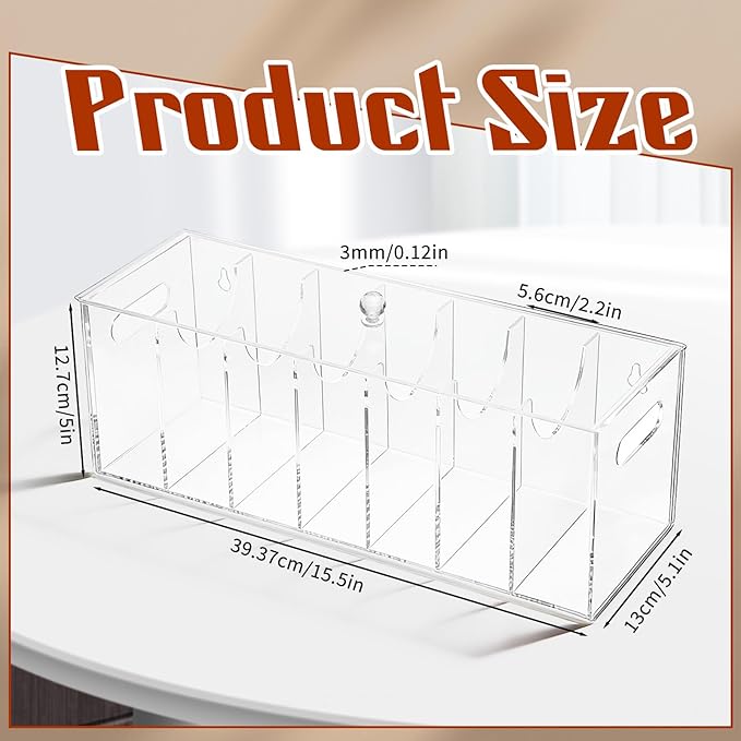 Belt Organizer Acrylic, Belt Organizer for Drawer with Lid and Handle Dustproof 7 Compartments 2 in 1 Beltbox Hangable Sock Storage Durable for Storing Ties in Wardrobes and Drawers