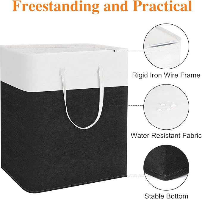 laundry basket 3-Pack, laundry hamper, Hamper with handles, collapsible laundry baskets, Waterproof dirty clothes hamper, Towel Storage for Home or Dorm, 100L-Black