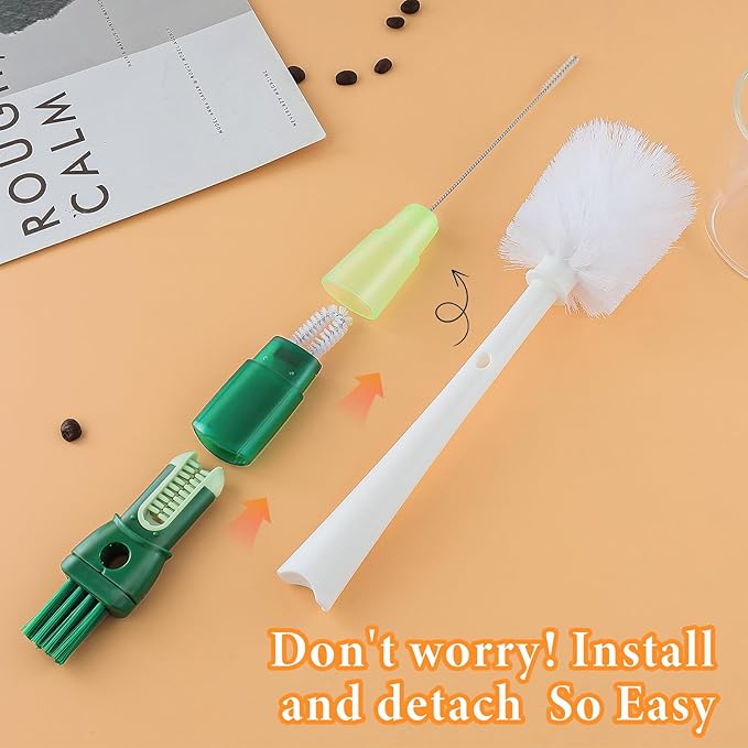 5 in 1 Water Bottle Brushes for Cleaning, Easily Cleans The Cup Mouth, Lid, Bottom, and Straw.Multifunctional Insulation Bottle Cleaning Tools, Home Kitchen Cleaning Tools
