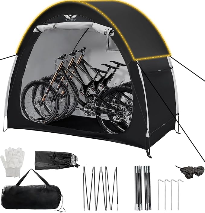 Bike Tent Outdoor Storage Shed, with Rain Cover,Waterproof Zipper,Waterproof Anti-UV 210D Oxford Fabric,Outside Bicycle Storage Shelter Fits for 2-3 Bikes,Motorcycle,Mower,Garden Tools,79"x32"x67"