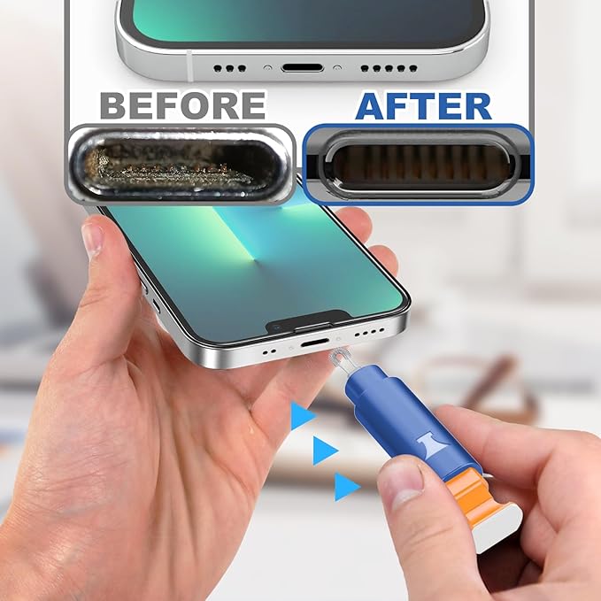 iPhone Cleaning Kit for Charging Port Cleaner, Multi-Tool iPhone Cleaner Repair Lightning Cables, Phone Cleaning Kit for iPhone,i Pad,Connectors, Speaker, Airpod Cleaner Kit, Dark Blue
