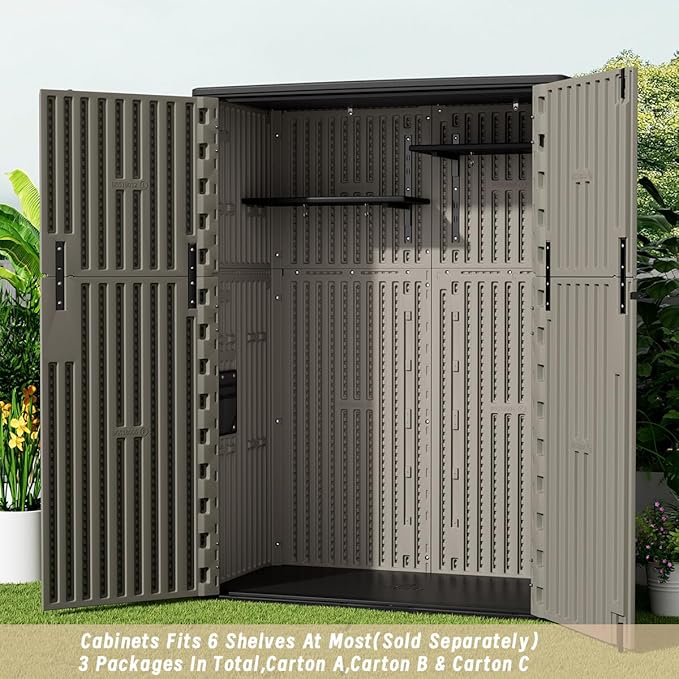 KINYING Plastic Shelving for 37 Cu.ft Horizontal Shed and 57 Cu.ft Vertical Shed, 25.5 in * 13 Per Piece,2 Pack in One Package, Easy Assembly