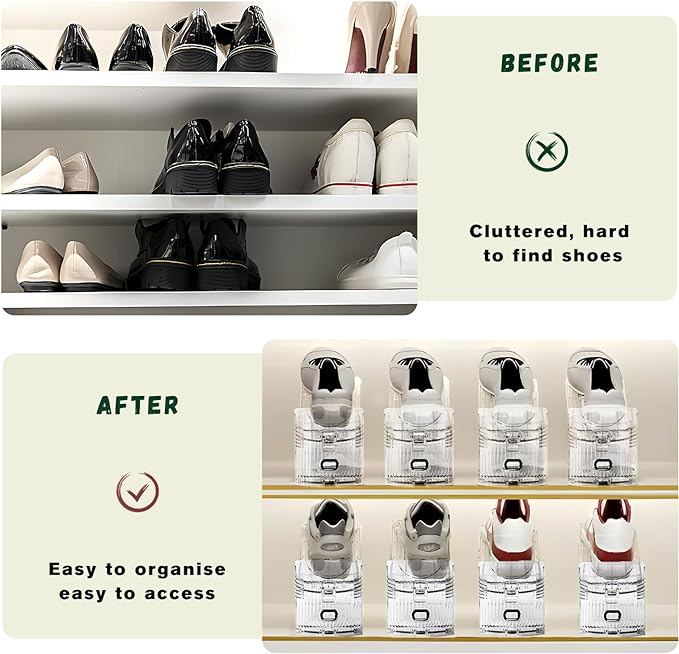 Shoe Slots Organizer for Closet,6 Pack Shoe Stacker Shoe Rack Organizer for Closet Space Saver Storage Shoe Holder Organization(Transparent)
